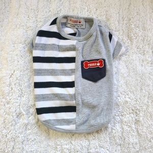 Dog Shirt Gray, White & Black Stripes with Pocket